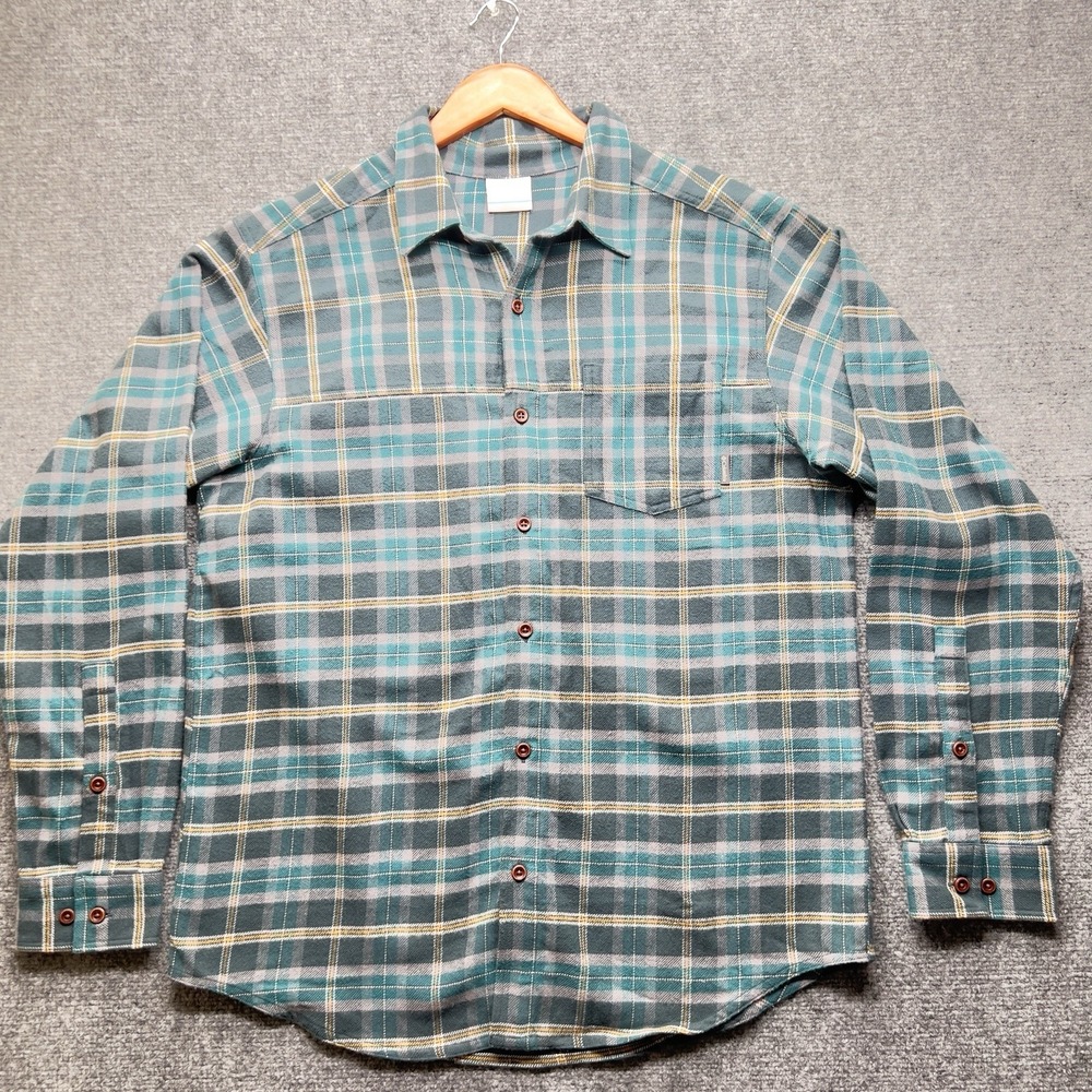 Men's‎ Green Plaid Button Up Shirt Long Sleeve Casual Outdoor Lightweight Size M